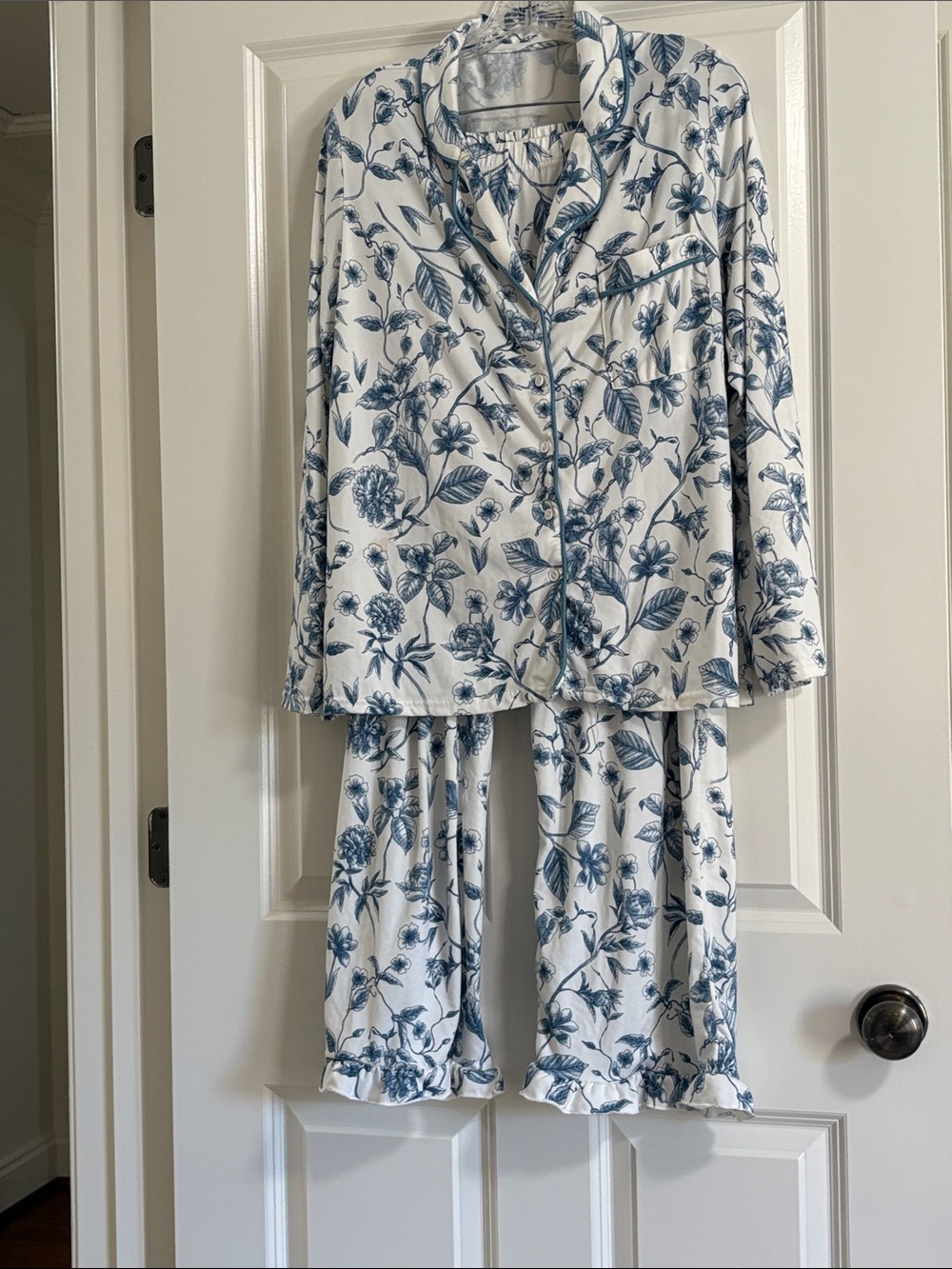 Blue Floral Two-Piece Pajama Set